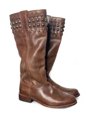 Sendra 9177 Brown Leather Studded Pull On Tall Riding Boots Size 7.5 thumbnail 1