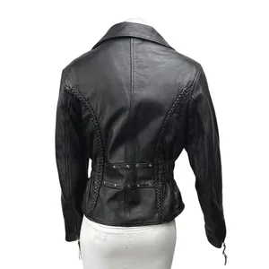 Interstate Leather Genuine Black Long Sleeve Zip Up Biker Motorcycle Jacket XS thumbnail 2