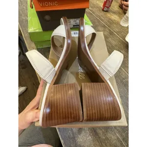 Madewell The Saige Double Strap Heeled Mules Sandal Leather Pale Oyster Size 11 thumbnail 6