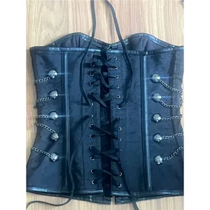 Spirit Halloween Skeleton Royalty Black Corset Top Chain Goth Steampunk Size M thumbnail 2