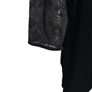 Vintage 1990s Robbie Bee Black Beaded Mesh Velvet Gothic Vampy Cocktail Dress 12 thumbnail 3