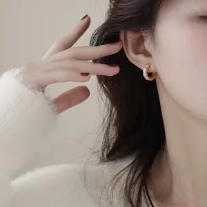 CZ Cubic Zirconia Gold Hoop Earrings for Women thumbnail 3