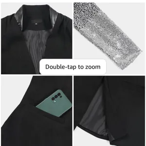 Ebossy Sequin Ombre Sleeve Blazer Womens Large Black Silver Glam Jacket thumbnail 8