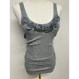 Abercrombie Y2K Gray Rosette Tank Long Coquette Ribbed Large‎ Bella Swan Elena thumbnail 2
