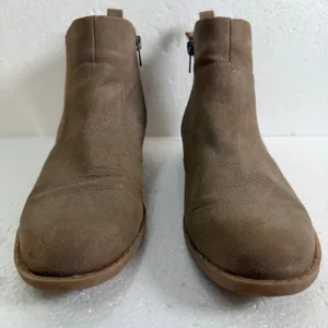BOC Brown Ankle Booties Women's 8 Side Zip 1" Heel Round Toe thumbnail 3