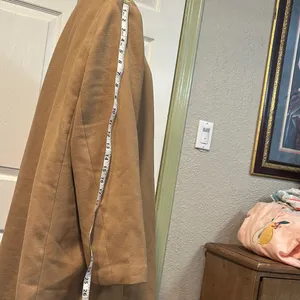 Banana Republic Classic Tan pea Coat collared and zipped thumbnail 11
