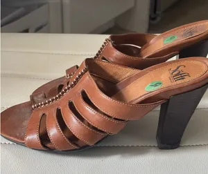 Sofft Womens Cognac Brown Leather Caged Slide Heeled Sandals Mules 9M 1234800 thumbnail 1