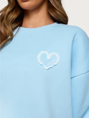 NWT Edikted Love Oversized Sweatshirt light blue size medium thumbnail 2