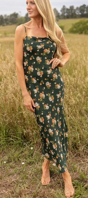 THE WORKSHOP Green Floral Maxi Dress Size Medium NEW NWT thumbnail 1