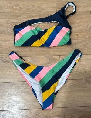 NWOT Cotton on rainbow bikini top size‎ xs and bottoms small thumbnail 1