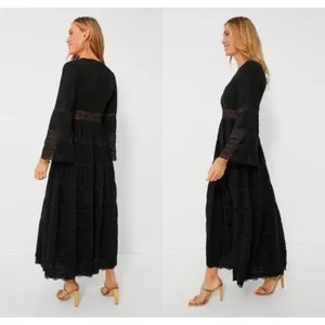 NEW Tuckernuck Hyacinth House Lydia Black Lace Maxi Dress with Bell Sleeves XS thumbnail 2