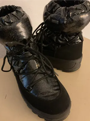 Pajar women black suede nylon puffy platform waterproof wedge boots US 7 thumbnail 1