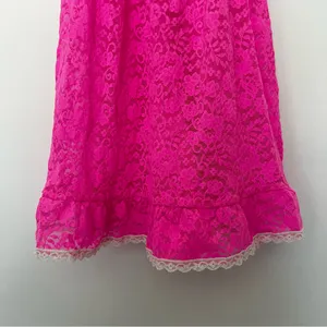 Victoria's Secret Lace Babydoll Size Small Hot Pink Lace Nightie Slip Cami thumbnail 8