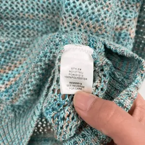 John Paul Richard Women's Beachy Knit Pullover Sweater Green Blue Medium coastal thumbnail 6