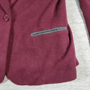 41 Hawthorne Tweed Blazer Womens Medikum Burgundy Jacket Elbow Patches Buttons thumbnail 12