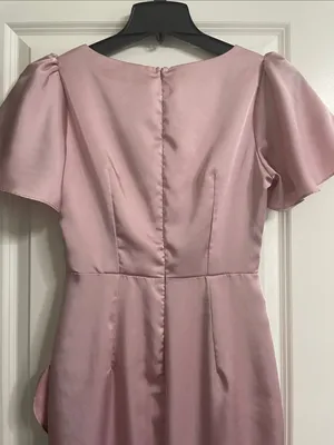 Lulus Eternal Bond Blush Satin Ruffled Flutter Sleeve Maxi Dress Size Small thumbnail 8