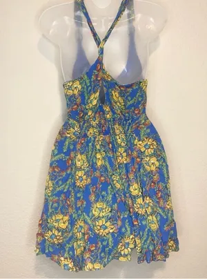 Free People Blue Washed Ashore Mini Dress Strappy Back Size S thumbnail 5