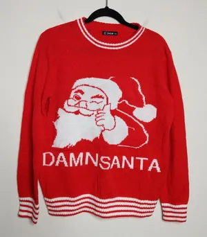 Damn Santa Sweater Ugly Christmas Holiday - Size M - EUC thumbnail 1