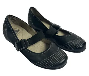 Palladium Womens Black Leather Mary Jane Flats Contrast Stitch Buckle 8.5 39.5 thumbnail 1