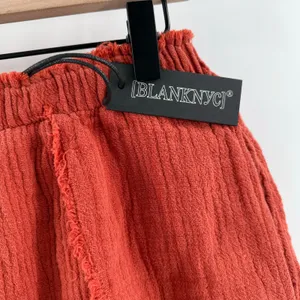 Blank NYC Shorts Size Medium Gauzy High Rise Rust Orange NWT Distressed Pullon thumbnail 7