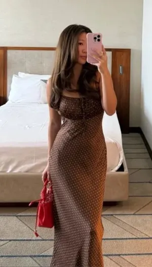 Ciao Lucia Leo Satin Midi Dress in Siena Polka Dot thumbnail 1