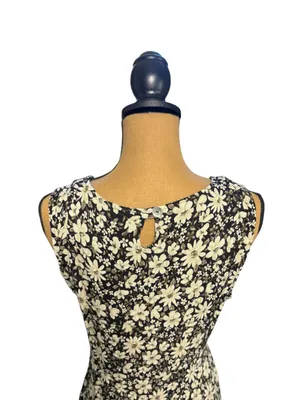 Vintage 90s More Jazz Size 18 Petite Daisy Floral Crinkle Midi Dress thumbnail 4