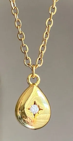 Handmade gold tone stainless oval beam necklace🌟 thumbnail 1