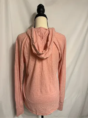 Carhartt Women’s Light Pink Hooded Henley Long Sleeve Top SZ M Granolagirl thumbnail 3