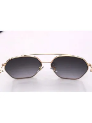 Foster Grant Sunglasses Gold Red Hexagon Frames Dark Gray Lenses Soft Case Vtg thumbnail 9