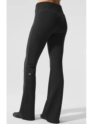 Alo Sway Bootcut Sweatpant Soft Black Distressed Booty-Lift Stretchy Flared Pant thumbnail 2