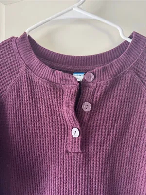 Old Navy Plum Long Sleeve Waffle Henley / M61 thumbnail 2