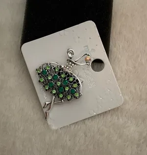 Mint Green and Silver Crystal Ballerina Brooch thumbnail 1