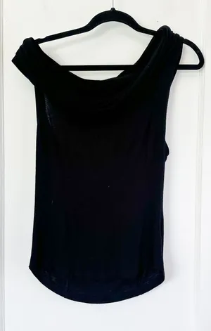 Free People | Draped Twist Off the Shoulder‎ Knit Top in Black thumbnail 1