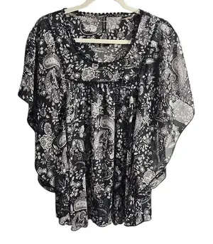 Massini Paisley Floral Print Top, Blouse. Size Medium thumbnail 1