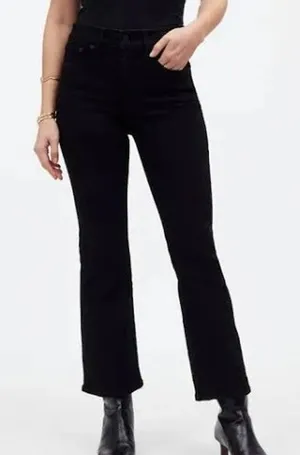 Madewell Mid-Rise Kick Out Black Cropped Stretch Denim Jeans Sz 31T thumbnail 1