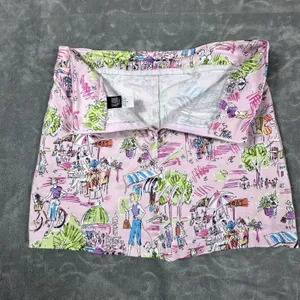 Dress Barn VTG Mini Skirt Skort Womens 8 Pink Unique Whimsical Golf Tennis 90s Y2K Artsy thumbnail 6