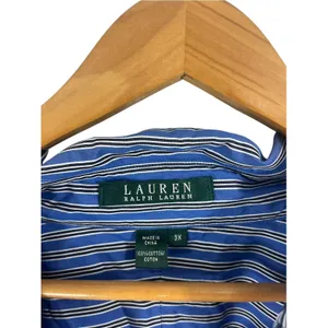 Ralph Lauren Womens 3xl Blue Monogram Dress Shirt Button Down Striped Old Money thumbnail 2