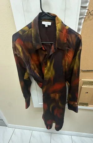 Gianni Bini Abstract Print Long Sleeve Shirt Dress Size 8 thumbnail 1