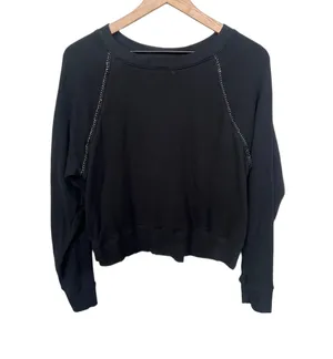 Daytona Chain Trim Casual Pullover Sweatshirt Black Silver Size Large thumbnail 5
