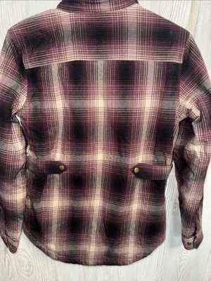 Carhartt Hubbard Sherpa Lined Burgundy and Cream Plaid Snap-Front Jacket thumbnail 5