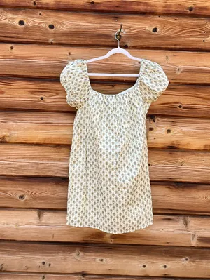 Few Moda Kourt Nya Cream Print S Puff Sleeve Mini Cotton Dress thumbnail 5