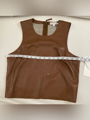 Good American NWT Faux Leather Sleeveless Shell Top Size 2 thumbnail 3