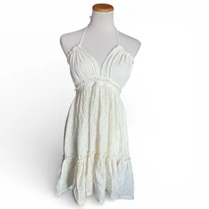 NWT Womens Olivaceous White Eyelet Style Spring Halter Dress - Sz M thumbnail 2