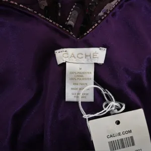 Cache Womens M Purple Short Sleeve Sequin Evening Cocktail Blouse NEW thumbnail 7