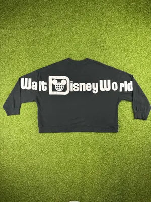 Disney Mouse Black crewneck sweatshirt featuring Minnie Mouse in a rocket ship with stars. thumbnail 8