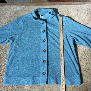 LL Bean Womens Granola Girl Sherpa Fleece Button‎ Front Cardigan Jacket L OFCL8 thumbnail 2