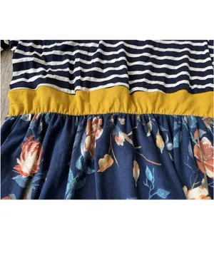 Egs by Eloges Floral Midi Dress, XL, Blue/Mustard, NEW thumbnail 4