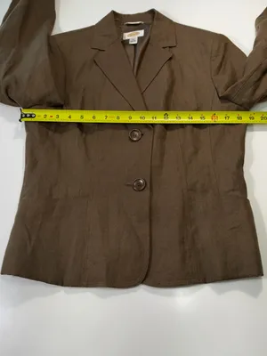 Talbots 100% Linen Brown Tailored Blazer Size 10 thumbnail 4