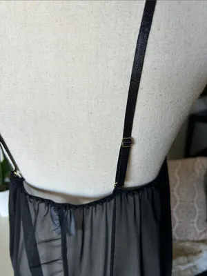 Joyaria black goth dark moody romantic sheer lace slip midi dress med L XL thumbnail 7