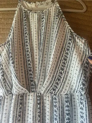 Daniel Rainn White and Navy Striped Halter Maxi Dress thumbnail 2